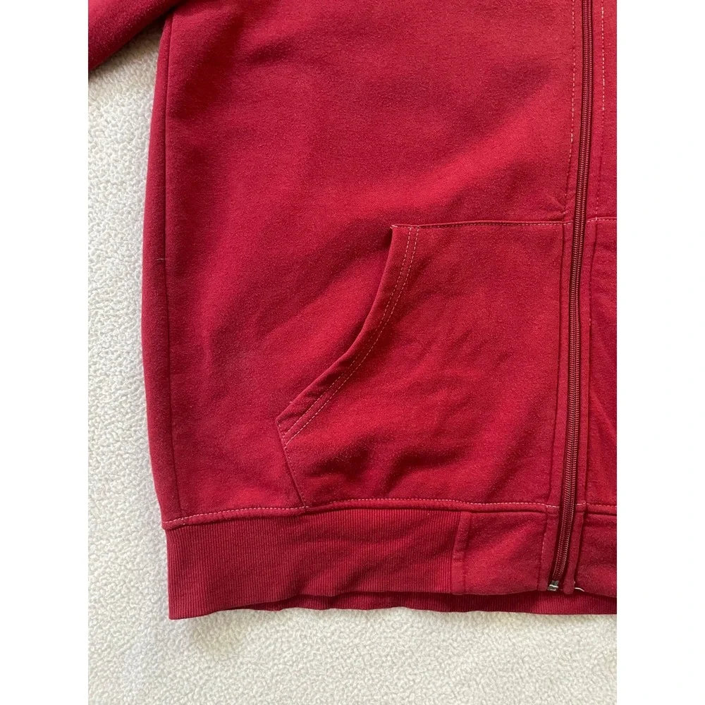 True Religion Mens Large Zip Hoodie Red Buddha Logo Back Graphic Sweatshirt